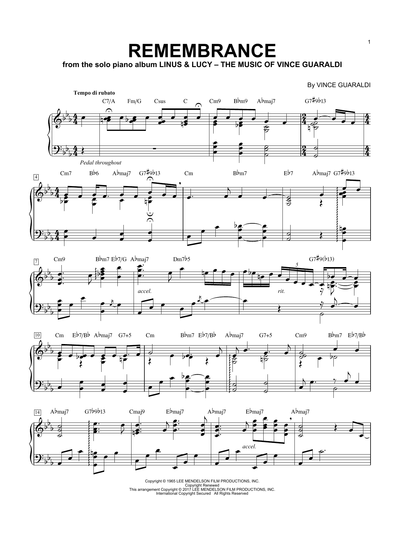 George Winston Remembrance (In Remembrance Of Me) sheet music notes and chords arranged for Easy Piano