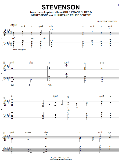 George Winston Stevenson sheet music notes and chords arranged for Piano Solo