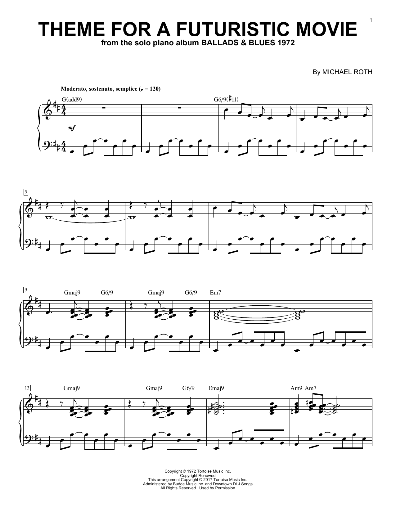 George Winston Theme For A Futuristic Movie sheet music notes and chords arranged for Piano Solo