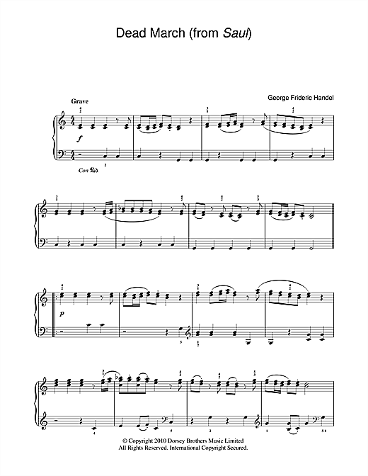 George Frideric Handel Dead March (from Saul) sheet music notes and chords arranged for Easy Piano