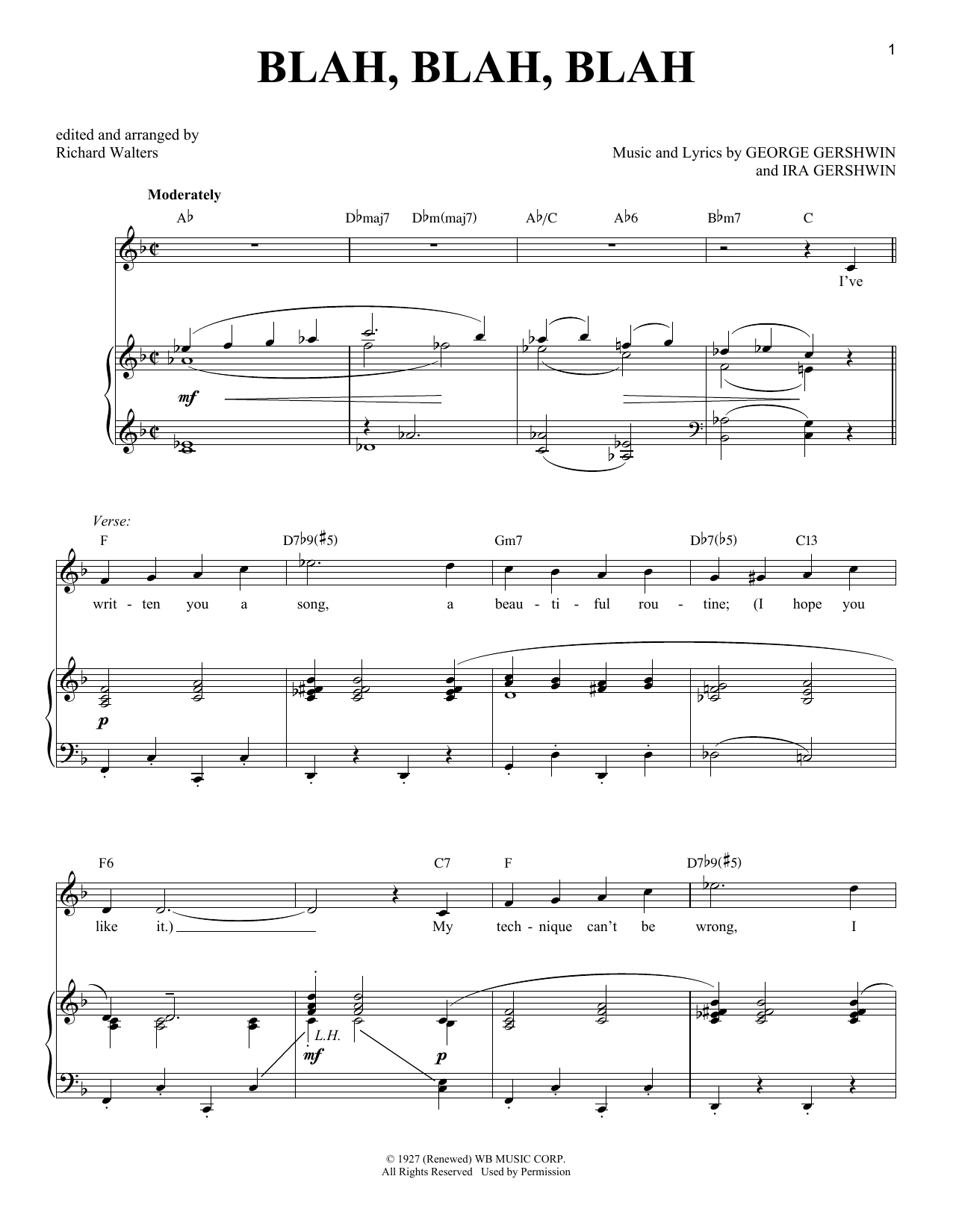 George Gershwin Blah, Blah, Blah sheet music notes and chords arranged for Piano, Vocal & Guitar Chords (Right-Hand Melody)
