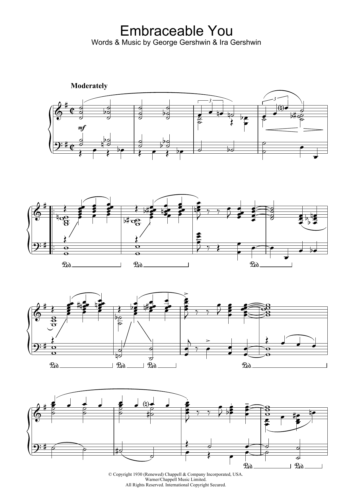 George Gershwin Embraceable You sheet music notes and chords. Download Printable PDF.