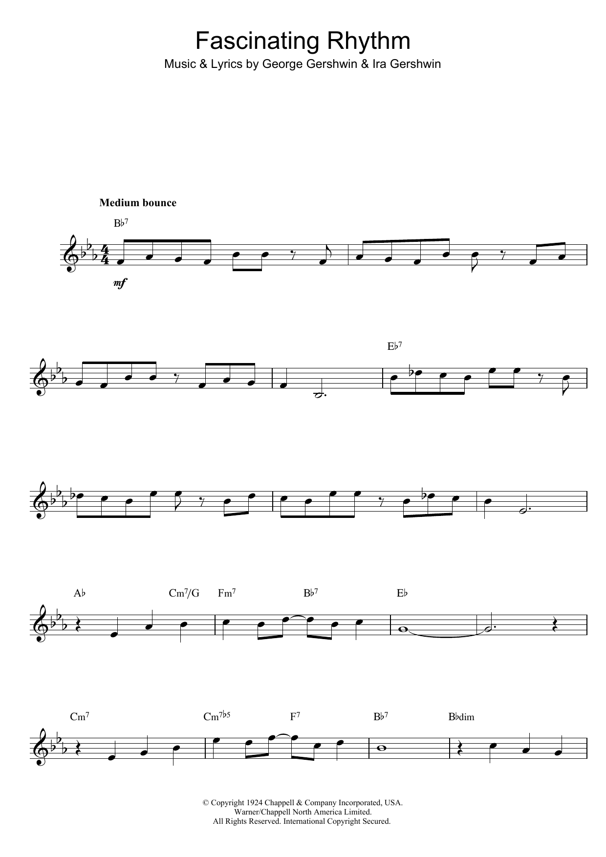 George Gershwin Fascinating Rhythm sheet music notes and chords. Download Printable PDF.