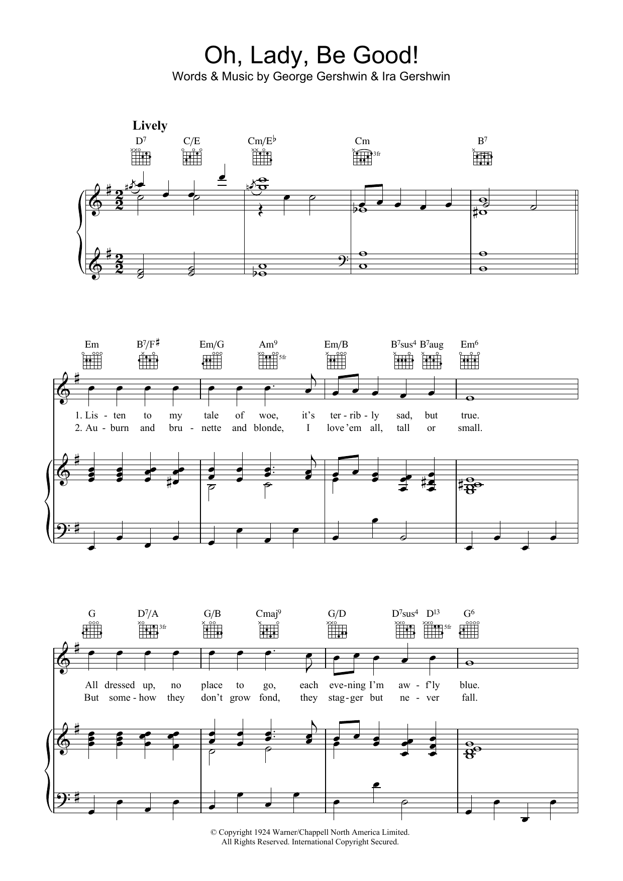 George Gershwin Oh, Lady, Be Good sheet music notes and chords arranged for Lead Sheet / Fake Book