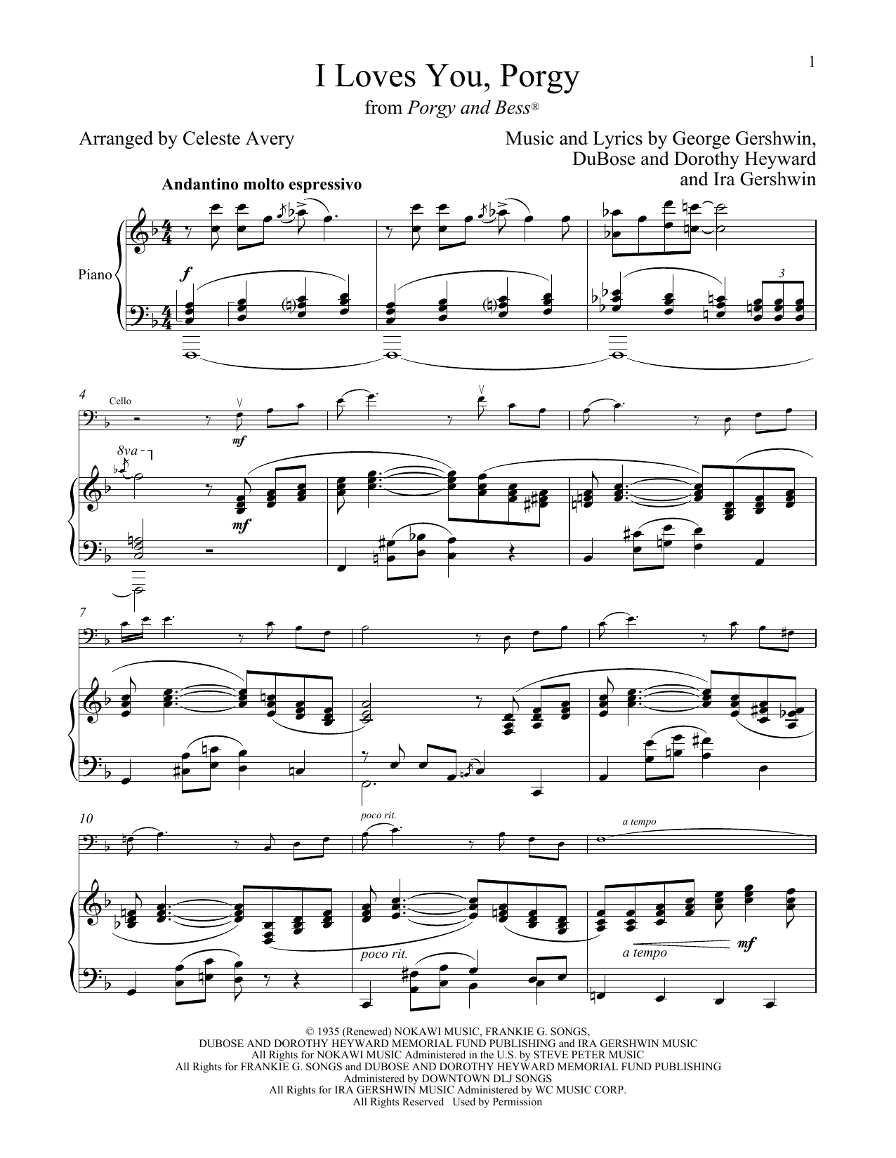 George Gershwin & Ira Gershwin I Loves You, Porgy (from Porgy and Bess) sheet music notes and chords arranged for Flute and Piano