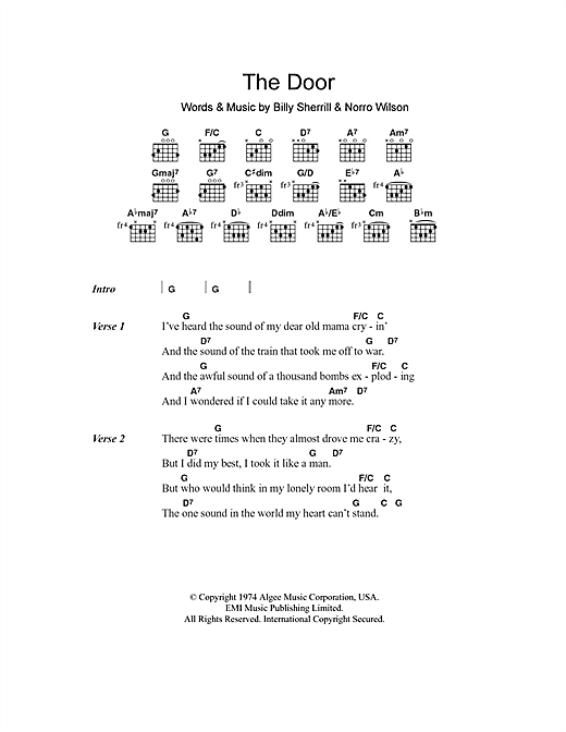George Jones The Door sheet music notes and chords arranged for Guitar Chords/Lyrics