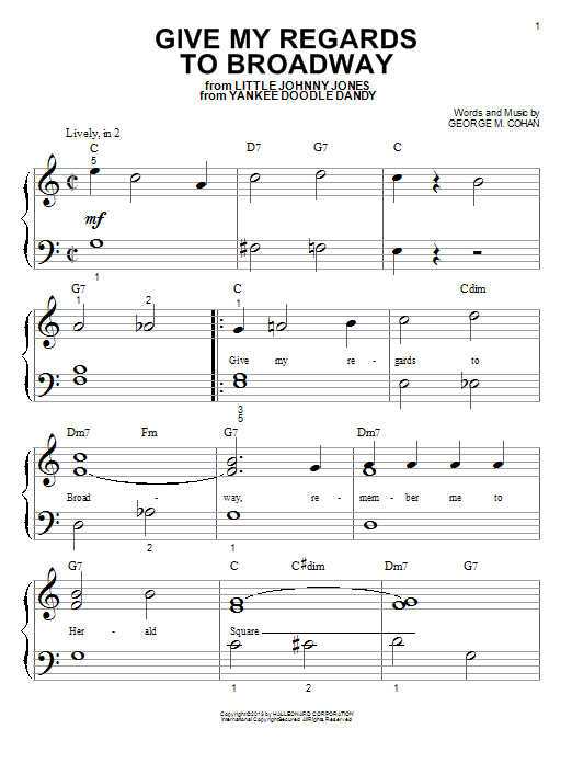 George M. Cohan Give My Regards To Broadway sheet music notes and chords arranged for Ukulele