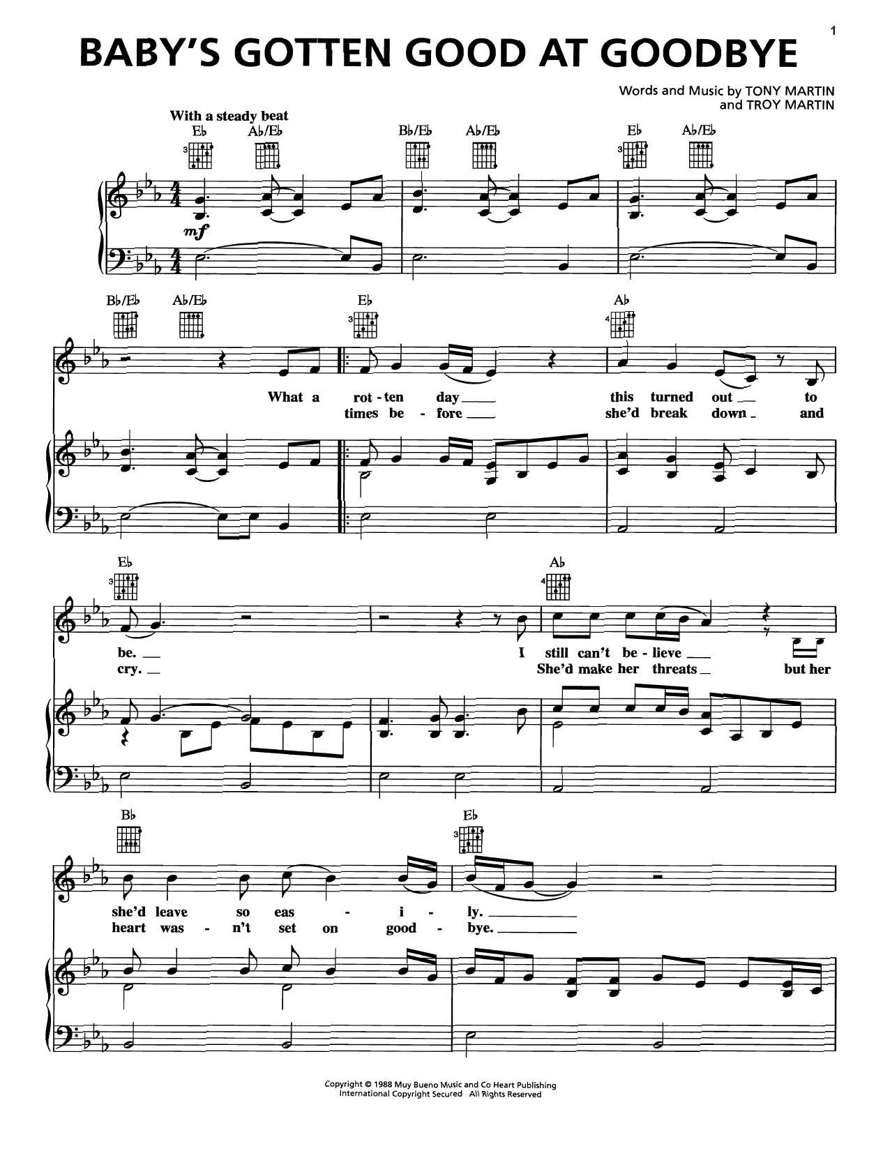 George Strait Baby's Gotten Good At Goodbye sheet music notes and chords. Download Printable PDF.