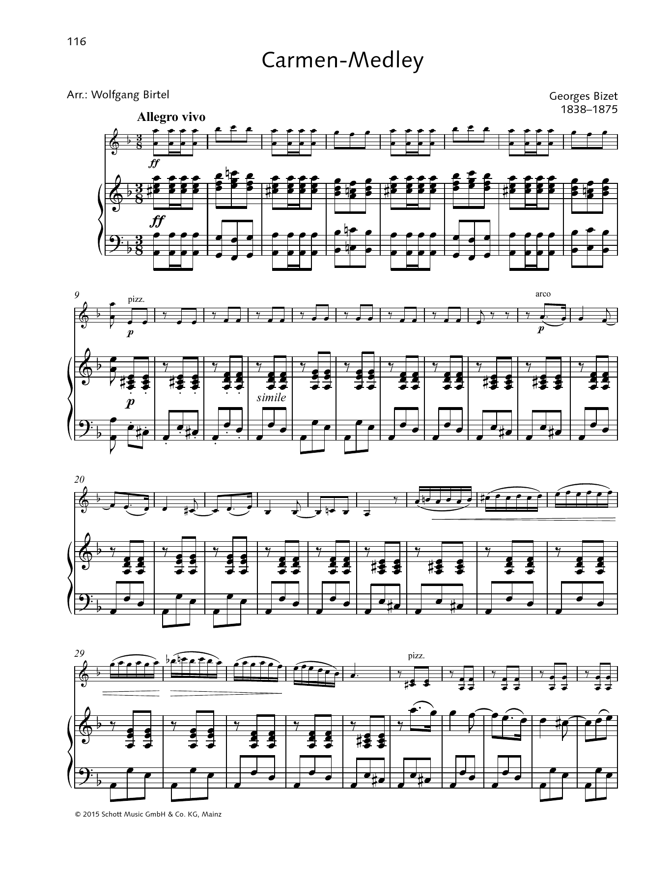 Georges Bizet Carmen-Medley sheet music notes and chords arranged for String Solo