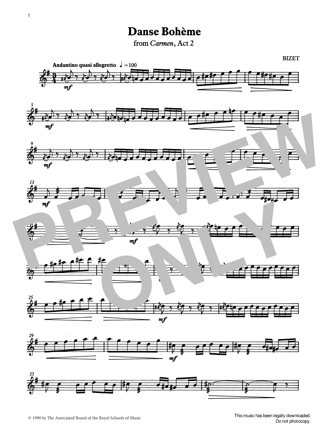 Georges Bizet Danse Bohème from Graded Music for Tuned Percussion, Book IV sheet music notes and chords arranged for Percussion Solo