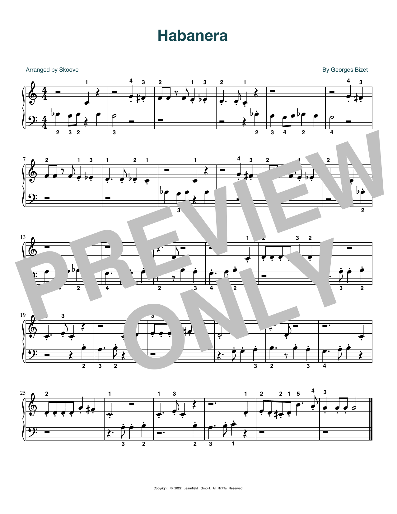 Georges Bizet Habanera (arr. Skoove) sheet music notes and chords arranged for Beginner Piano (Abridged)
