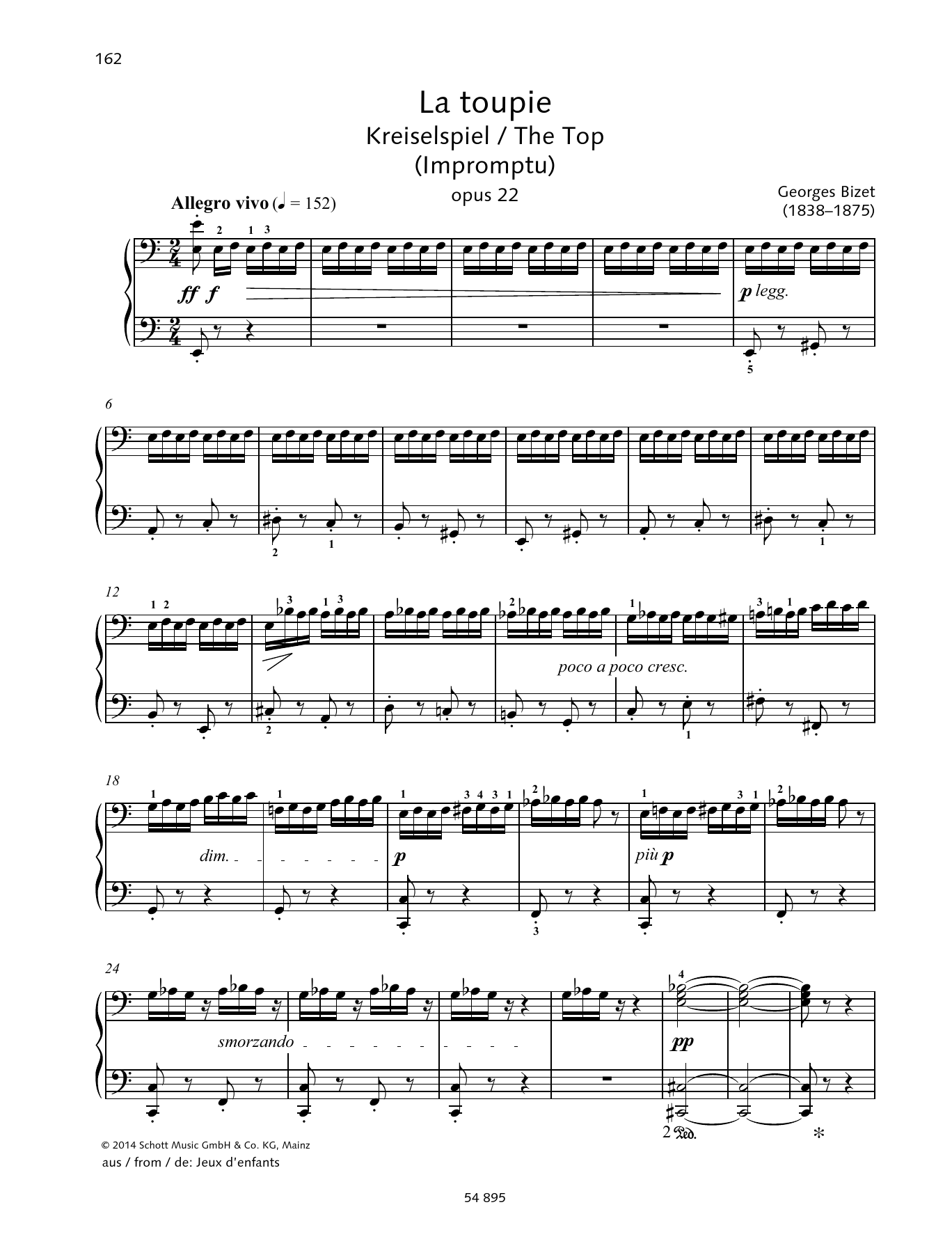 Georges Bizet The Top sheet music notes and chords arranged for Piano Duet