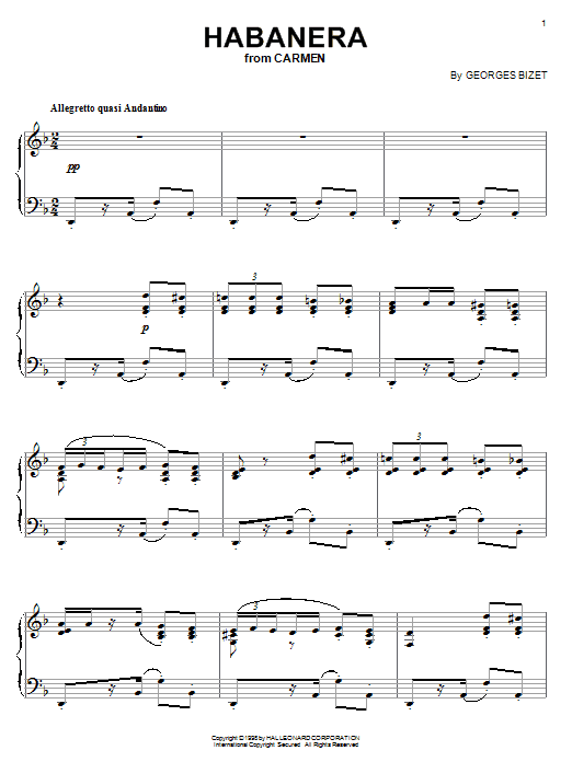 Georges Bizet Habanera sheet music notes and chords arranged for Easy Ukulele Tab