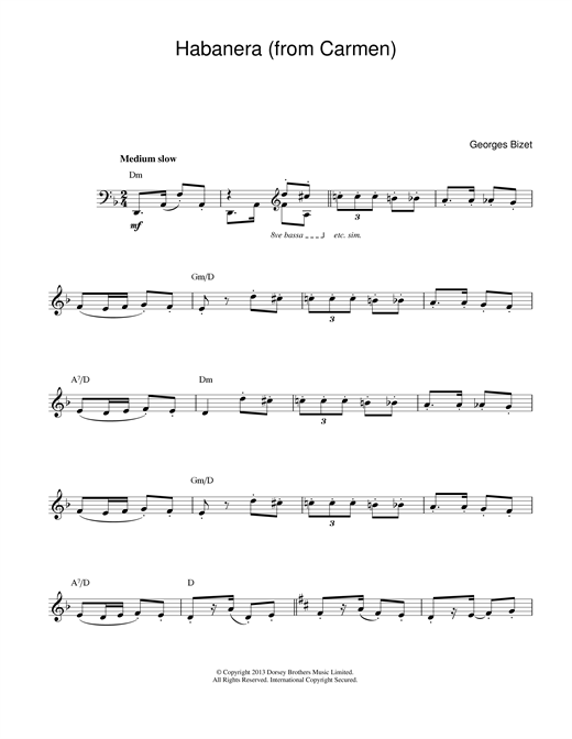 Georges Bizet Habanera (from Carmen) sheet music notes and chords. Download Printable PDF.