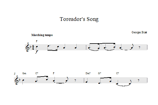 Georges Bizet Toreador's Song (from Carmen) sheet music notes and chords arranged for Lead Sheet / Fake Book