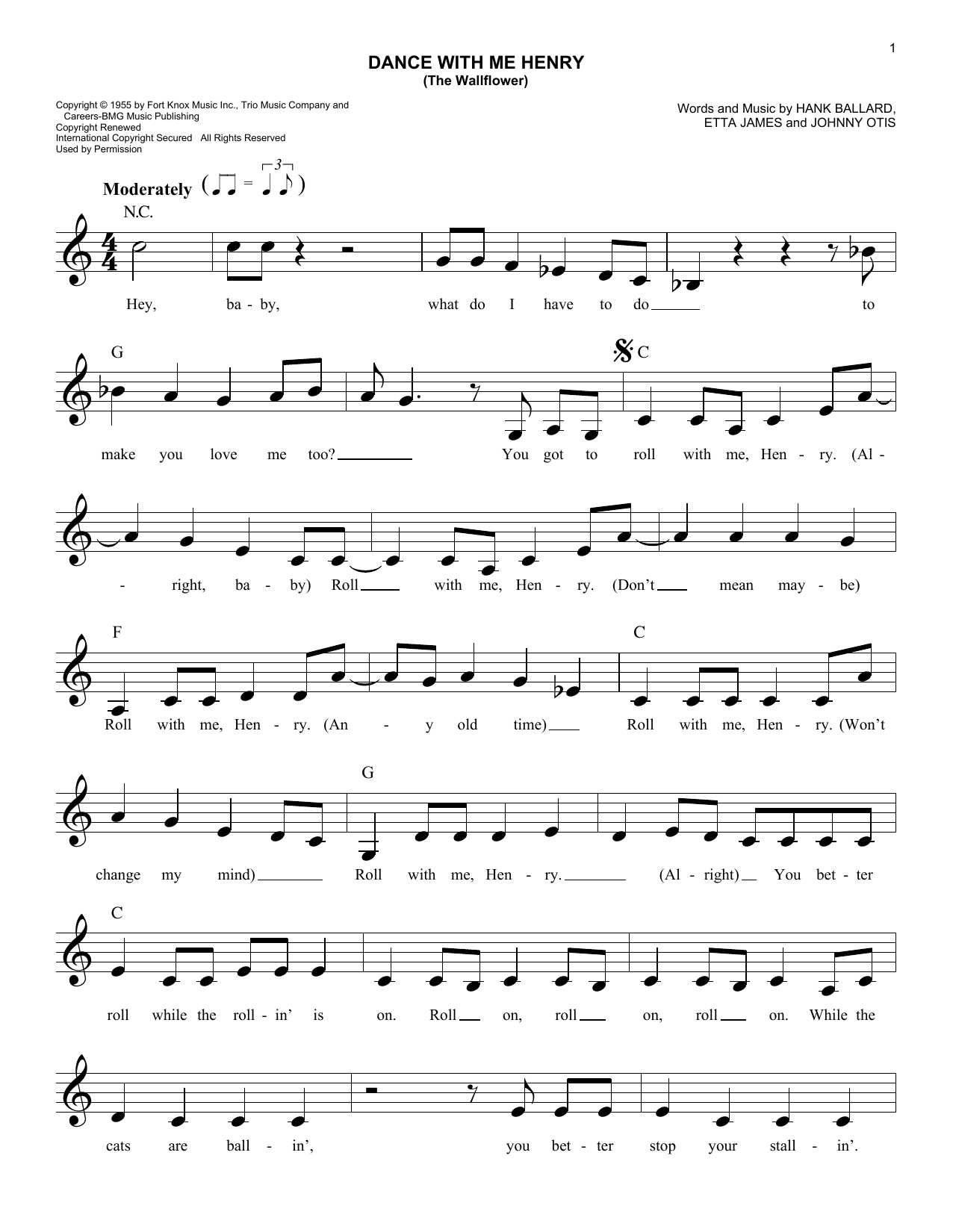 Georgia Gibbs Dance With Me Henry (The Wallflower) sheet music notes and chords arranged for Real Book – Melody & Chords
