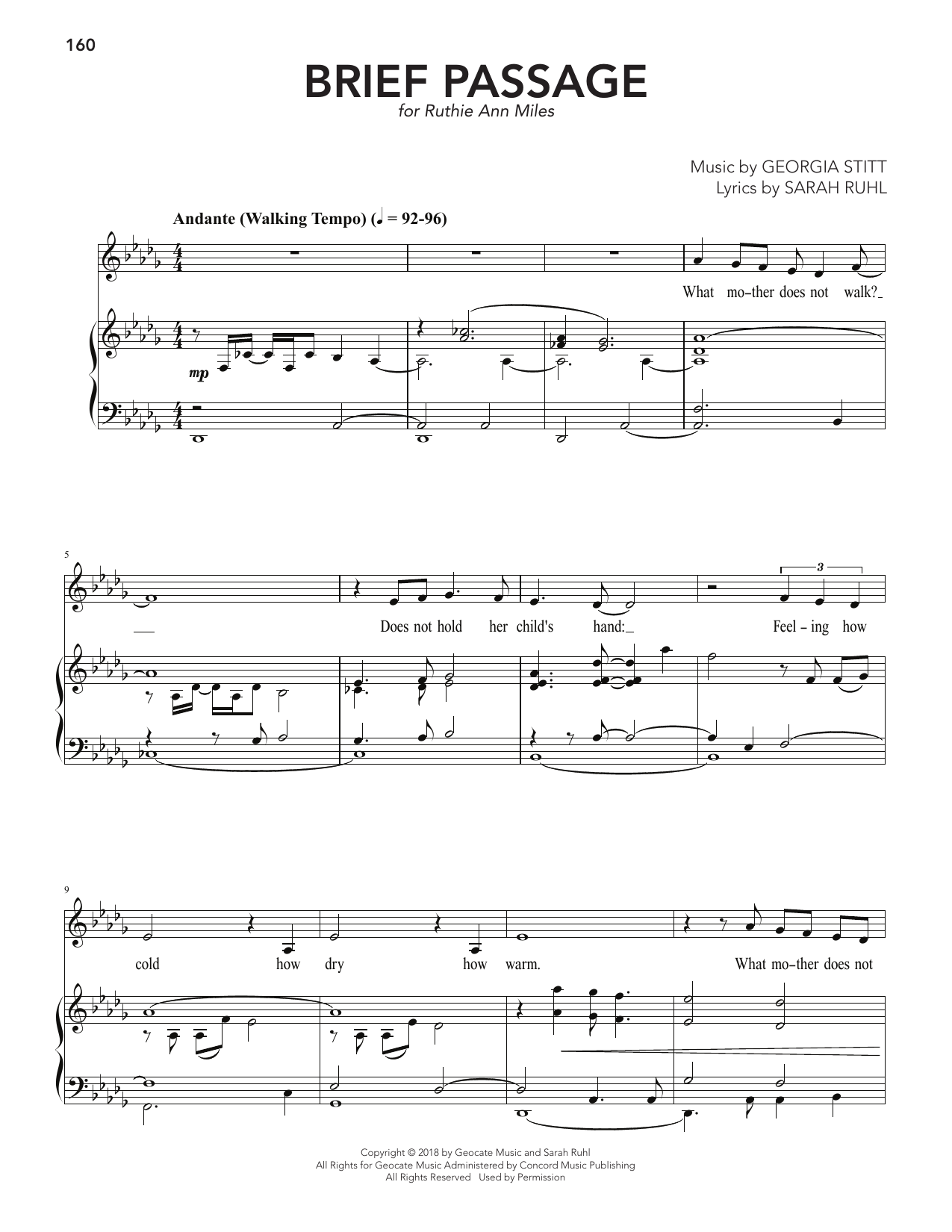 Georgia Stitt Brief Passage sheet music notes and chords arranged for Piano & Vocal