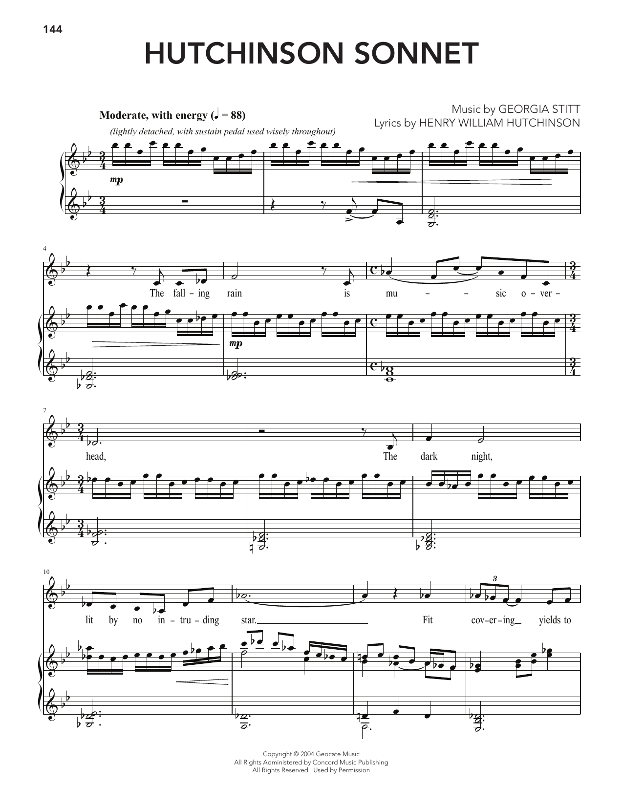 Georgia Stitt Hutchinson Sonnet sheet music notes and chords arranged for Piano & Vocal