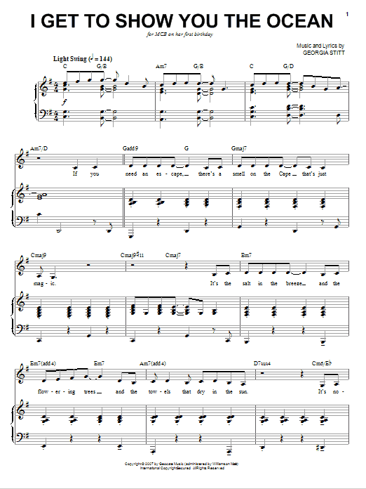 Georgia Stitt I Get To Show You The Ocean sheet music notes and chords arranged for Piano & Vocal