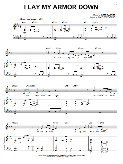 Georgia Stitt I Lay My Armor Down sheet music notes and chords arranged for Piano & Vocal