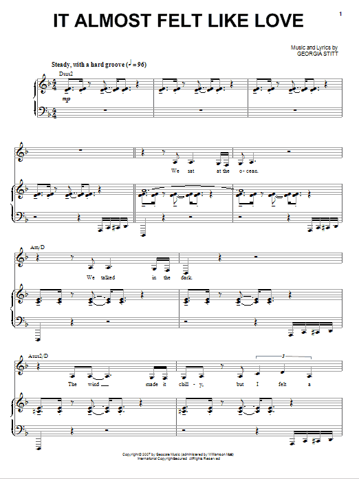 Georgia Stitt It Almost Felt Like Love sheet music notes and chords arranged for Piano & Vocal