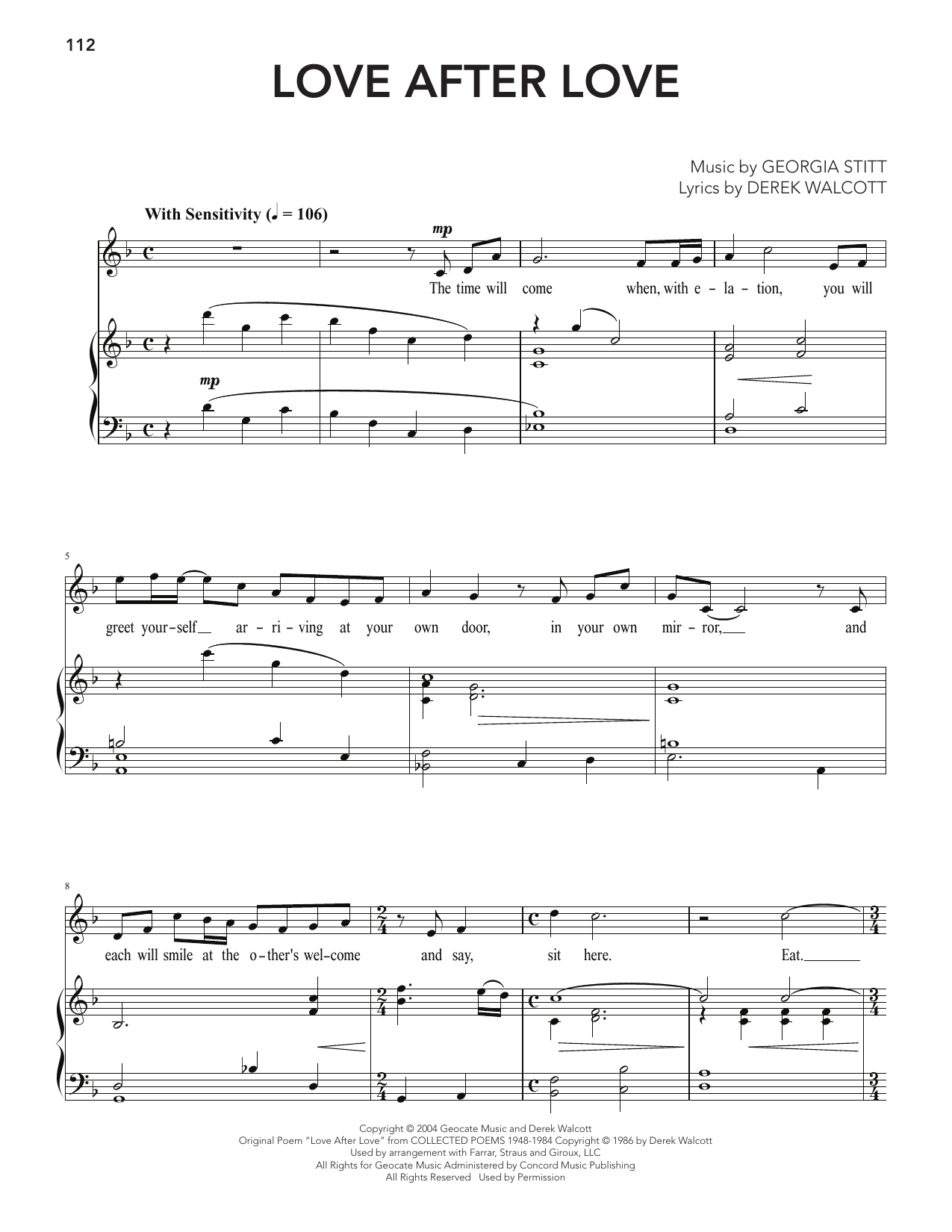 Georgia Stitt Love After Love sheet music notes and chords arranged for Piano & Vocal