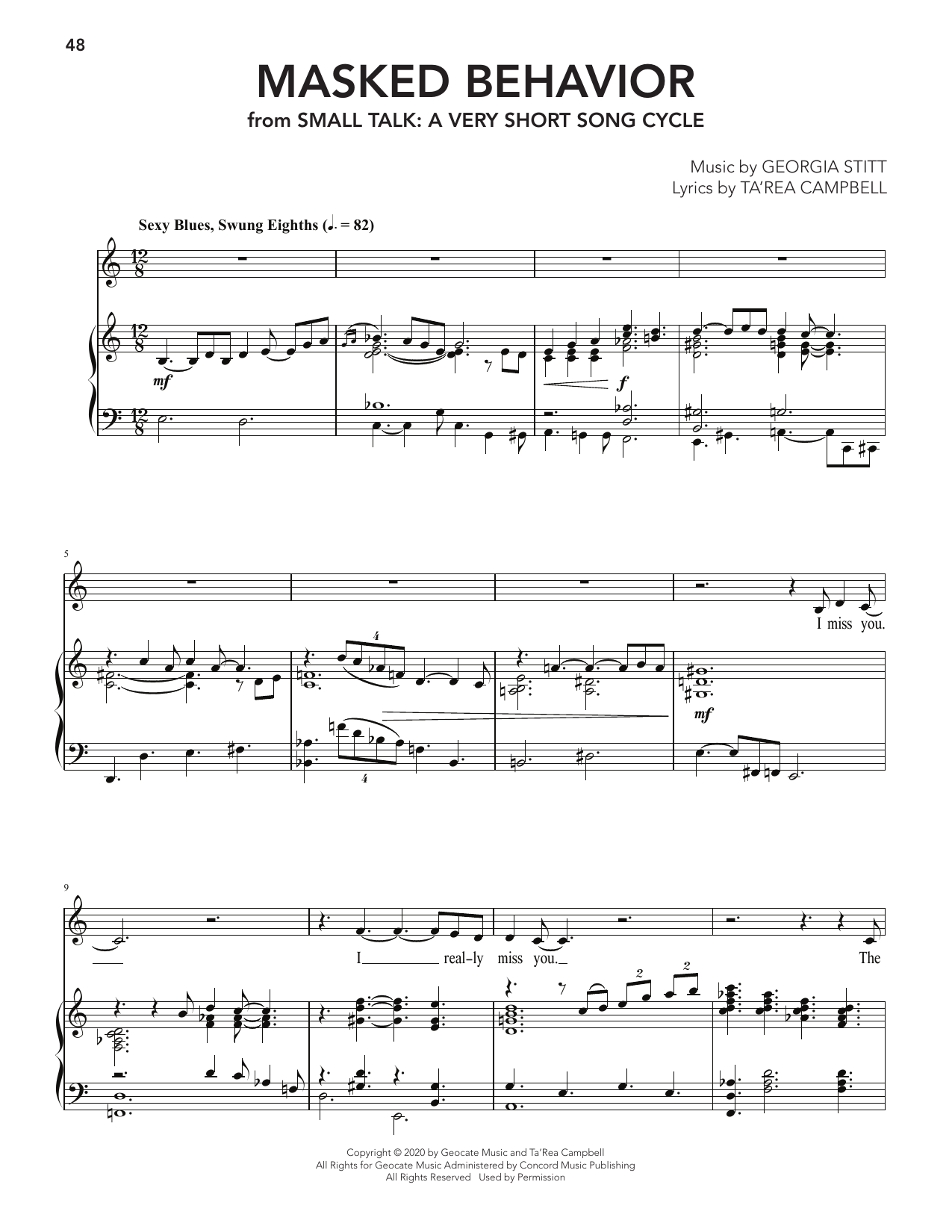 Georgia Stitt Masked Behavior sheet music notes and chords arranged for Piano & Vocal