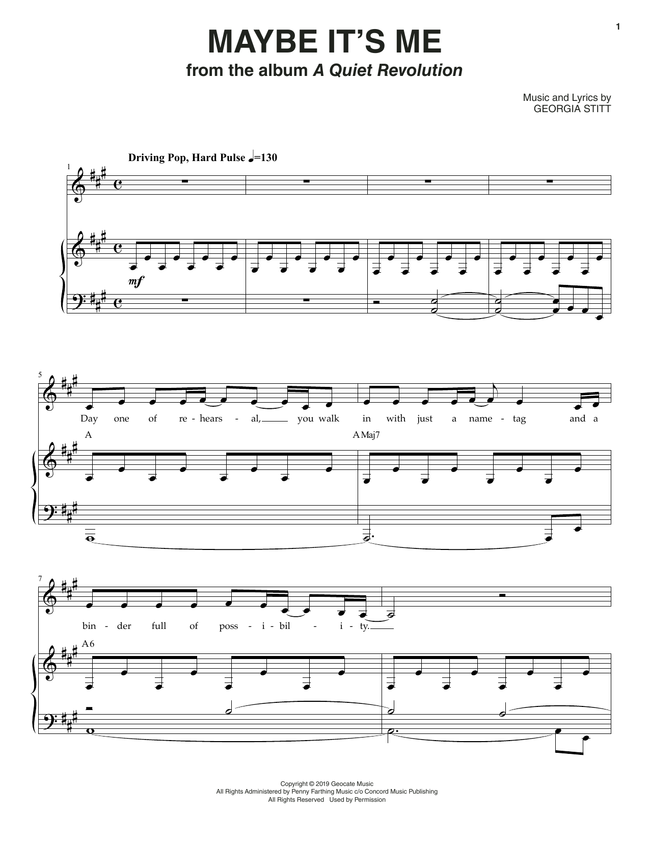Georgia Stitt Maybe It's Me sheet music notes and chords arranged for Piano & Vocal