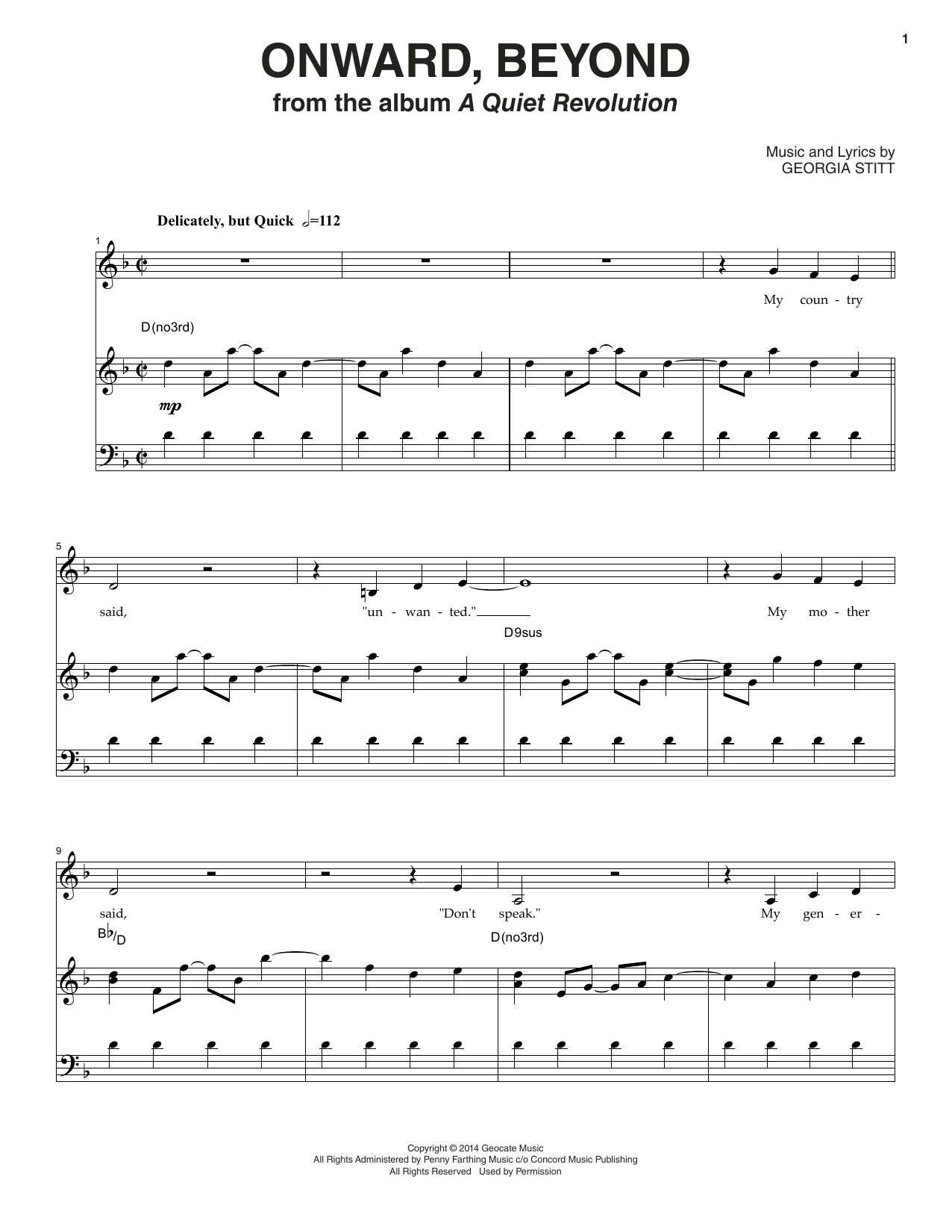 Georgia Stitt Onward, Beyond sheet music notes and chords arranged for Piano & Vocal