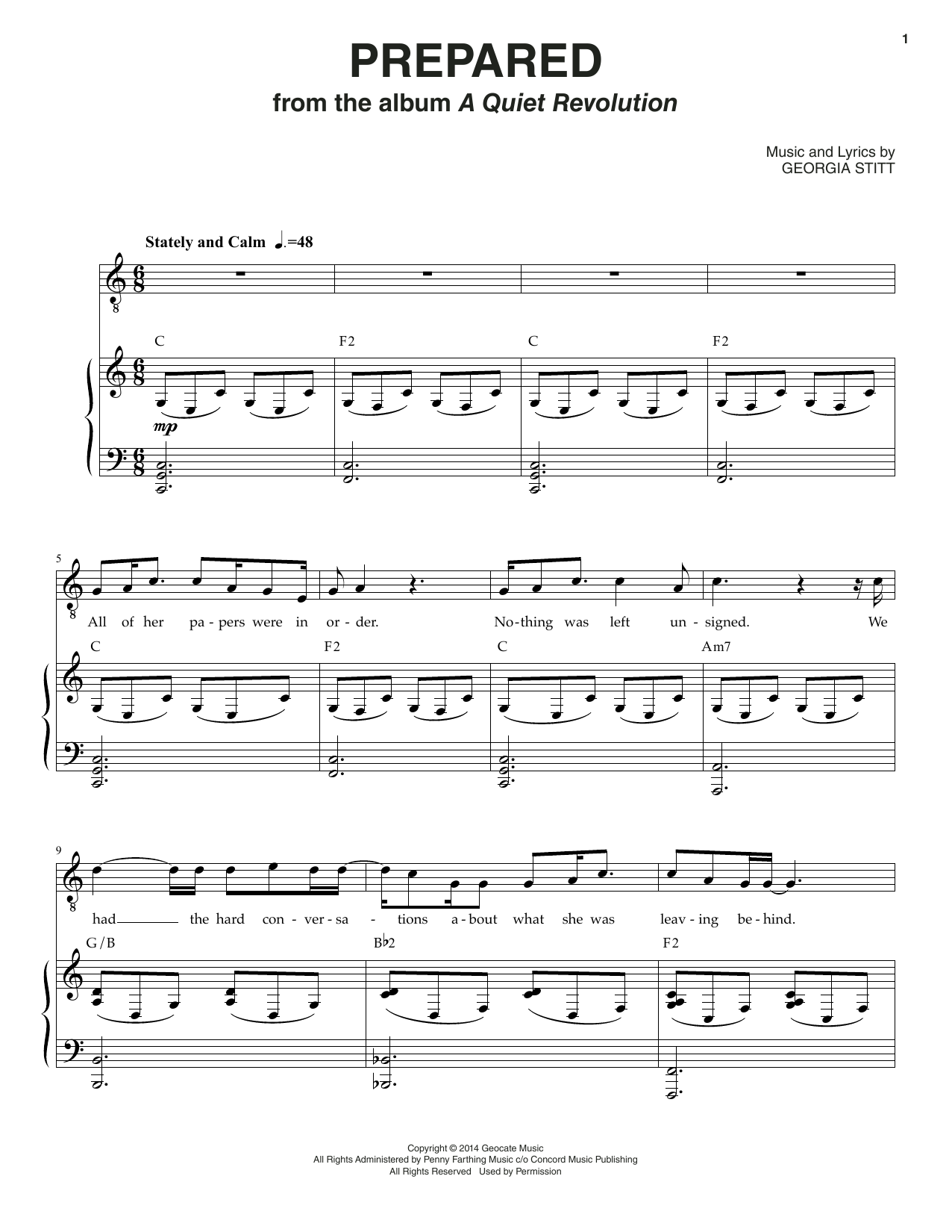 Georgia Stitt Prepared sheet music notes and chords arranged for Piano & Vocal