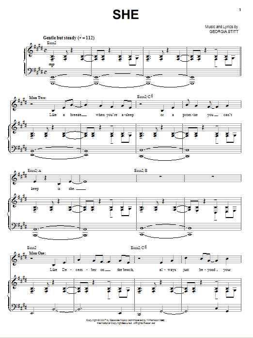 Georgia Stitt She sheet music notes and chords arranged for Piano & Vocal