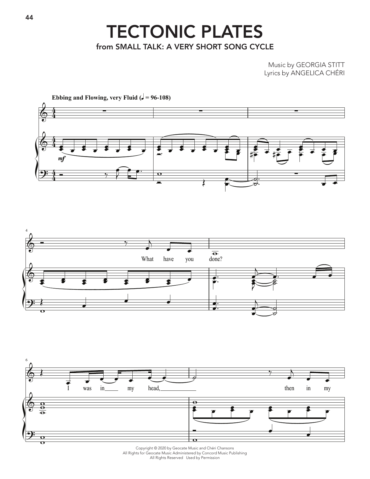 Georgia Stitt Tectonic Plates sheet music notes and chords arranged for Piano & Vocal