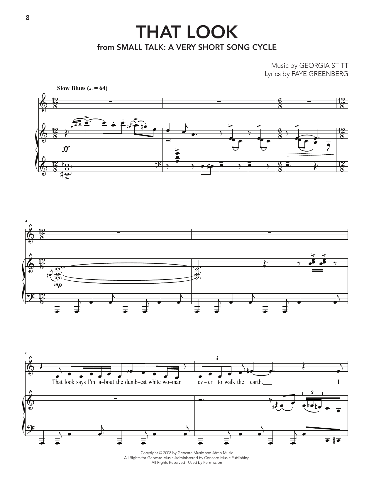 Georgia Stitt That Look (from Small Talk: A Very Short Song Cycle) sheet music notes and chords arranged for Piano & Vocal