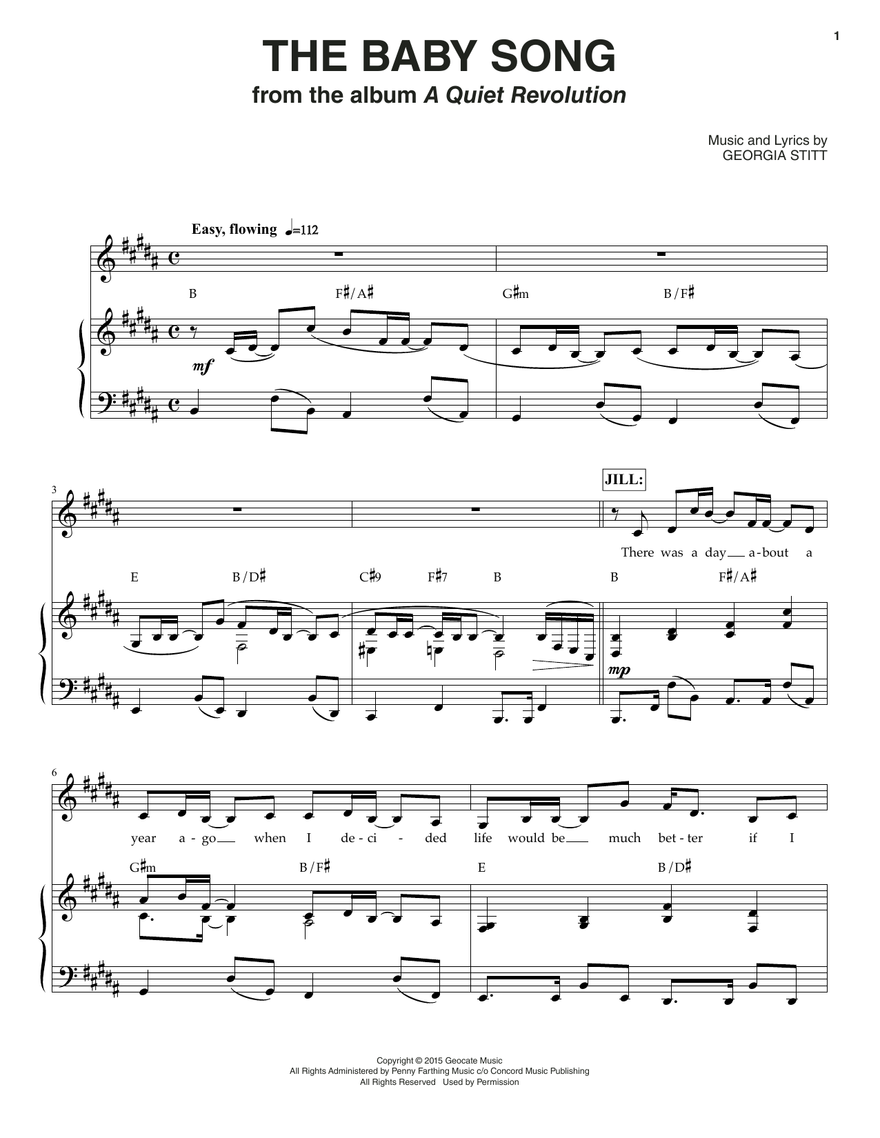 Georgia Stitt The Baby Song sheet music notes and chords arranged for Piano & Vocal