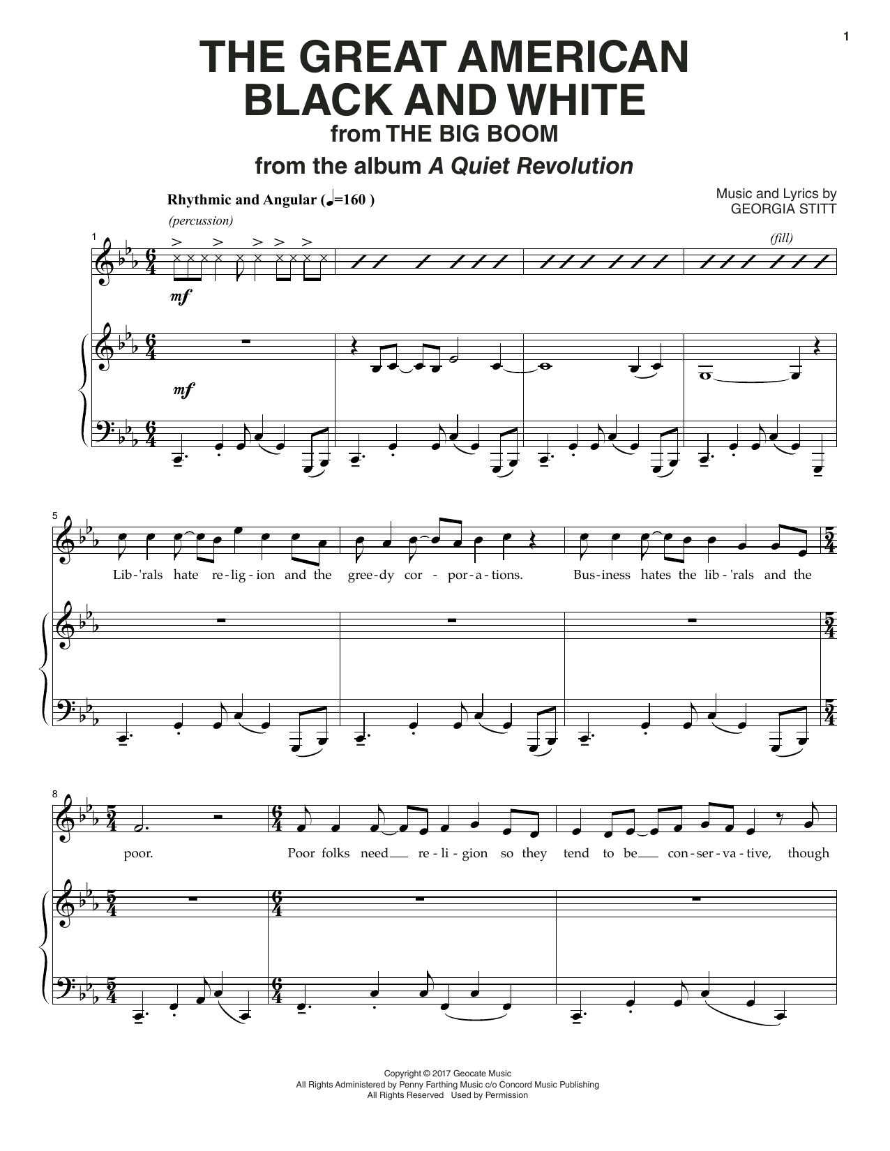 Georgia Stitt The Great American Black And White sheet music notes and chords arranged for Piano & Vocal