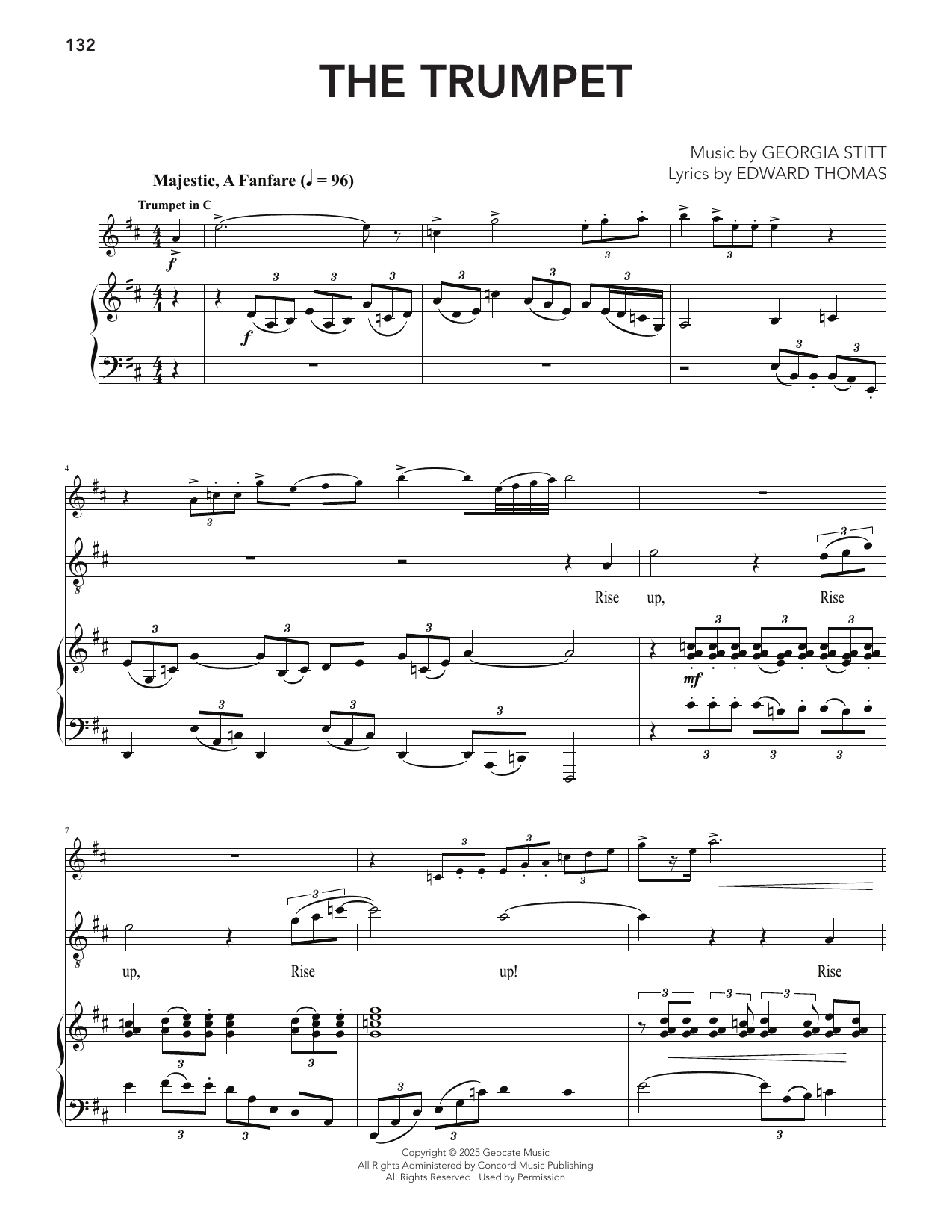 Georgia Stitt The Trumpet sheet music notes and chords arranged for Piano & Vocal