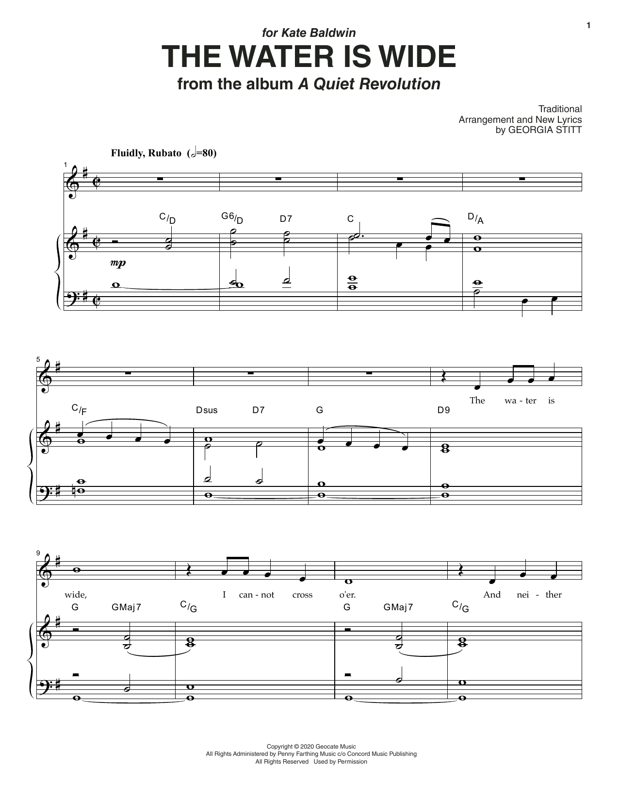 Georgia Stitt The Water Is Wide sheet music notes and chords arranged for Piano & Vocal