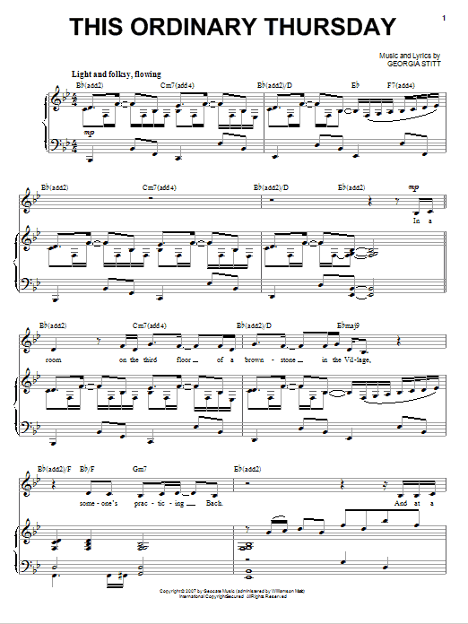 Georgia Stitt This Ordinary Thursday sheet music notes and chords arranged for Piano & Vocal