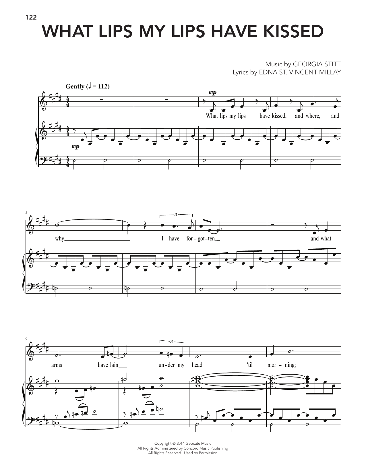 Georgia Stitt What Lips My Lips Have Kissed sheet music notes and chords arranged for Piano & Vocal