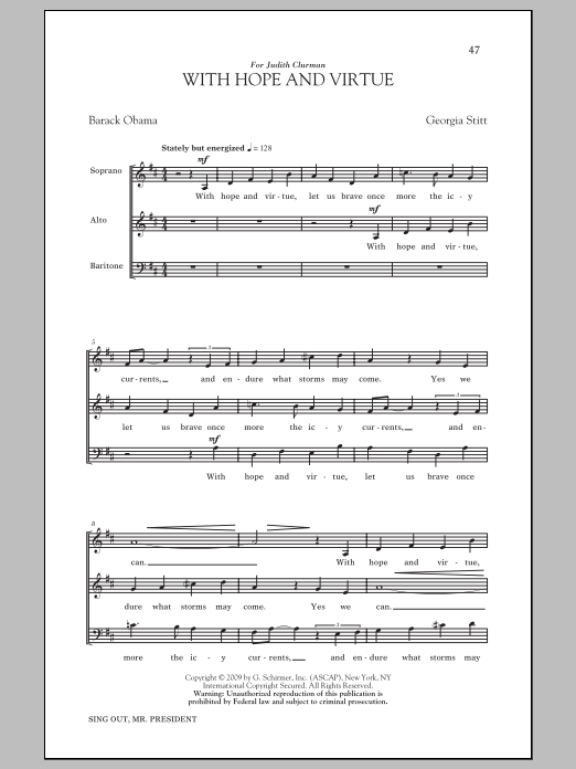 Georgia Stitt With Hope And Virtue sheet music notes and chords arranged for SAB Choir