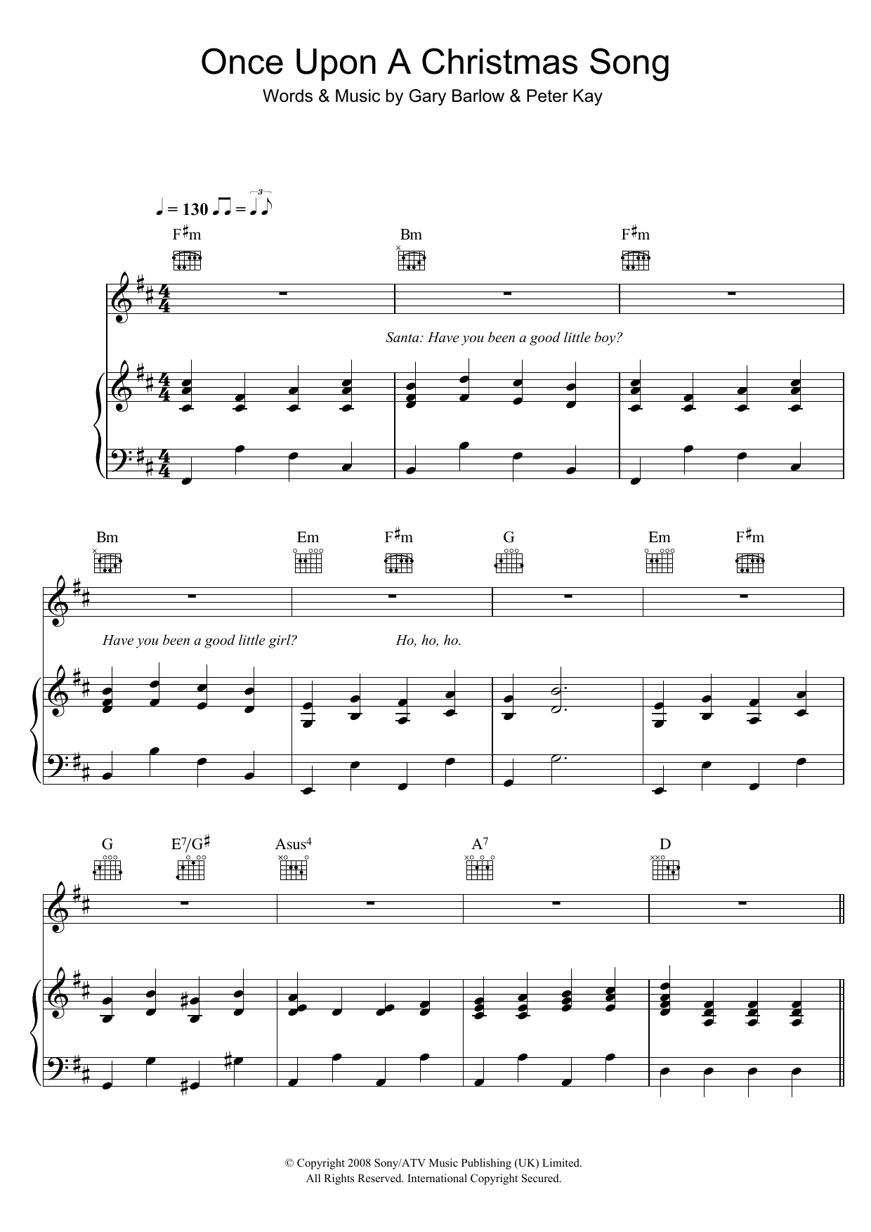 Geraldine McQueen Once Upon A Christmas Song sheet music notes and chords arranged for Piano, Vocal & Guitar Chords