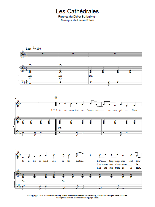 Gerard Lenorman Les Cathedrales sheet music notes and chords arranged for Piano & Vocal