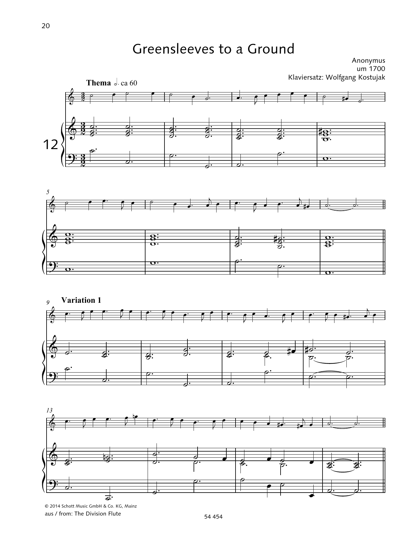 Gerda Koppelkamm-Martini Greensleeves to a Ground sheet music notes and chords arranged for Woodwind Solo