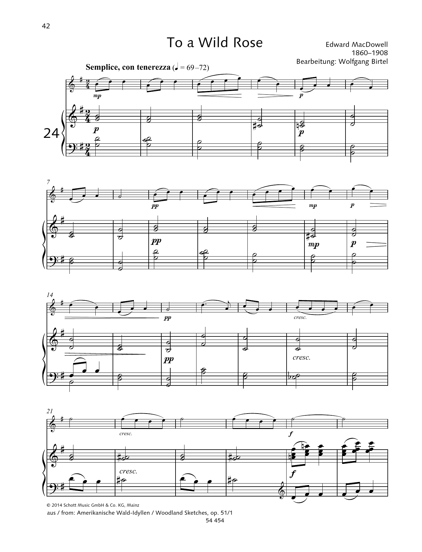 Gerda Koppelkamm-Martini To a Wild Rose sheet music notes and chords arranged for Woodwind Solo
