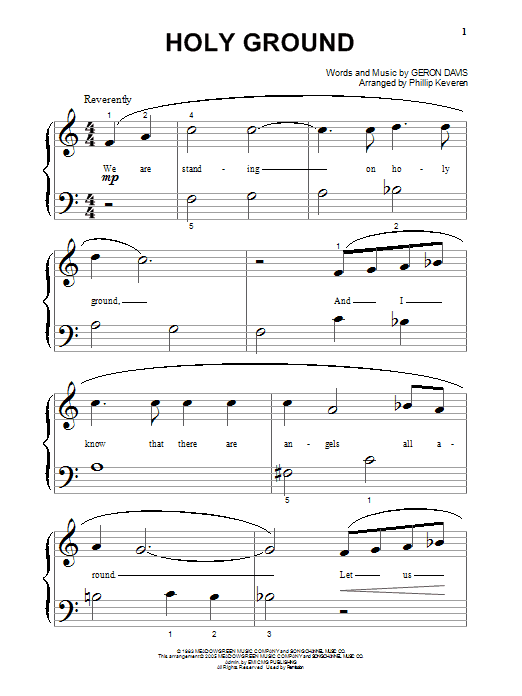 Geron Davis Holy Ground (arr. Phillip Keveren) sheet music notes and chords arranged for Big Note Piano
