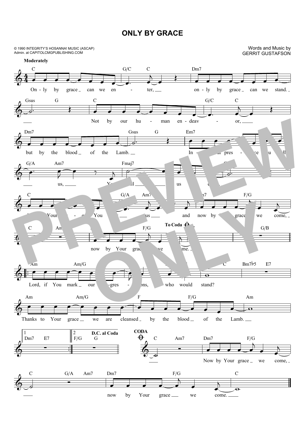 Gerrit Gustafson Only By Grace sheet music notes and chords arranged for Lead Sheet / Fake Book