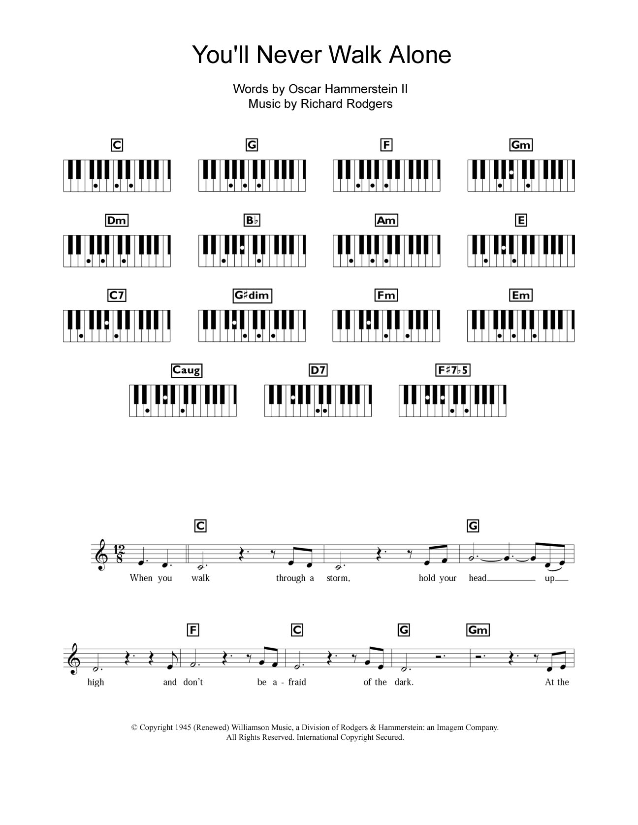 Gerry And The Pacemakers You'll Never Walk Alone (from Carousel) sheet music notes and chords arranged for Piano Chords/Lyrics