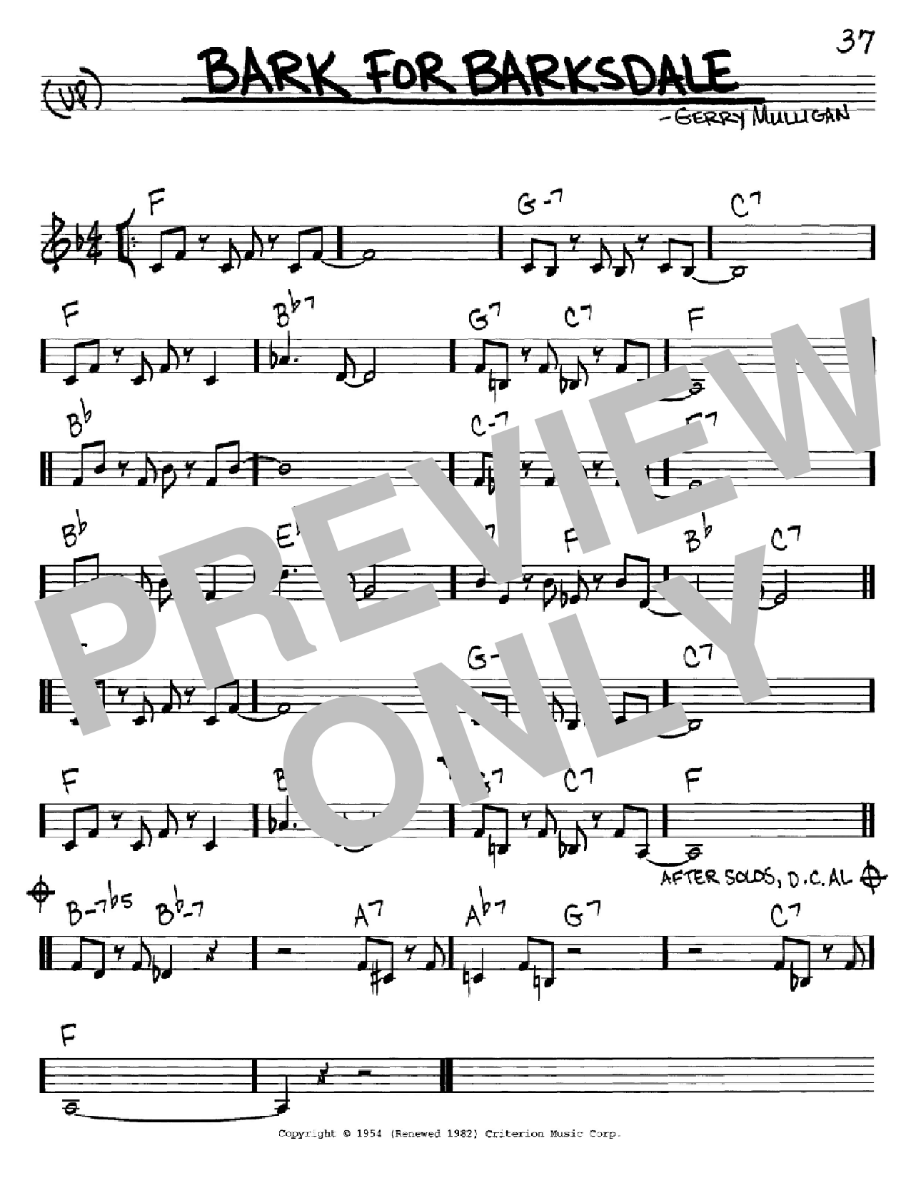 Gerry Mulligan Bark For Barksdale sheet music notes and chords arranged for Baritone Sax Transcription
