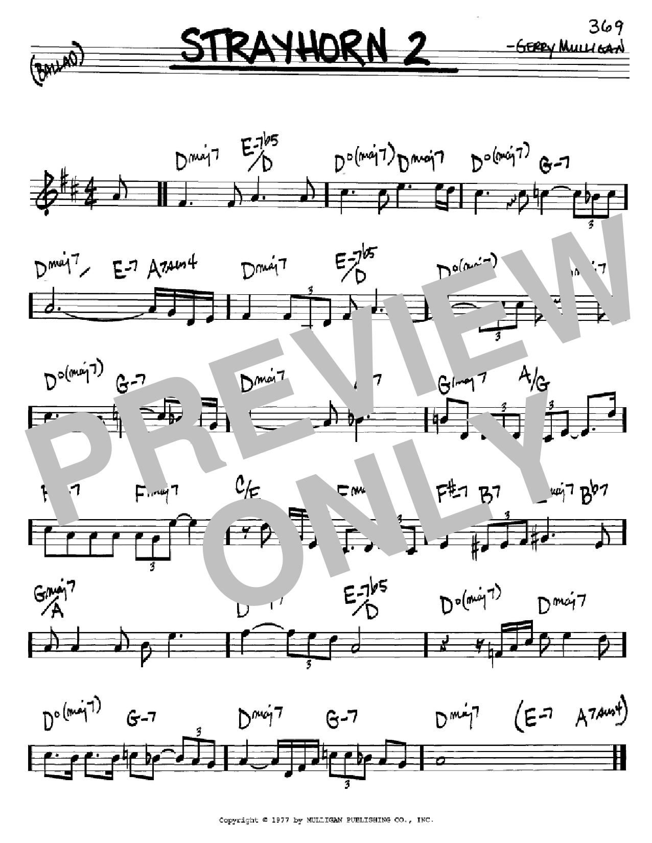 Gerry Mulligan Strayhorn 2 sheet music notes and chords arranged for Real Book – Melody & Chords – C Instruments