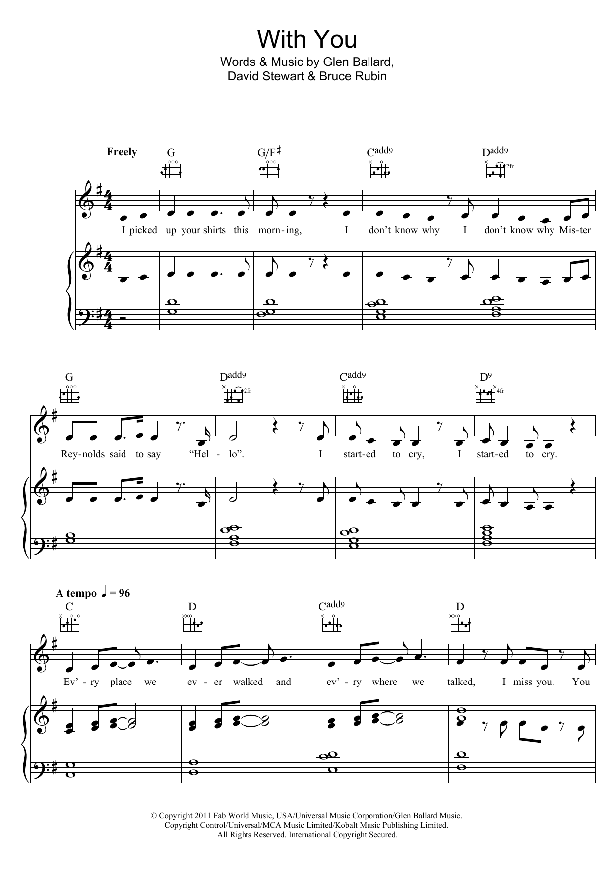 Ghost (Musical) With You sheet music notes and chords arranged for Piano, Vocal & Guitar Chords